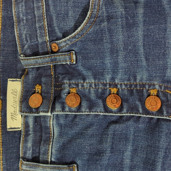 MADEWELL 10" HIGH-RISE BUTTONFLY DISTRESSED RAW HEM SKINNY JEANS (SIZE 27) - Picture 6 of 6